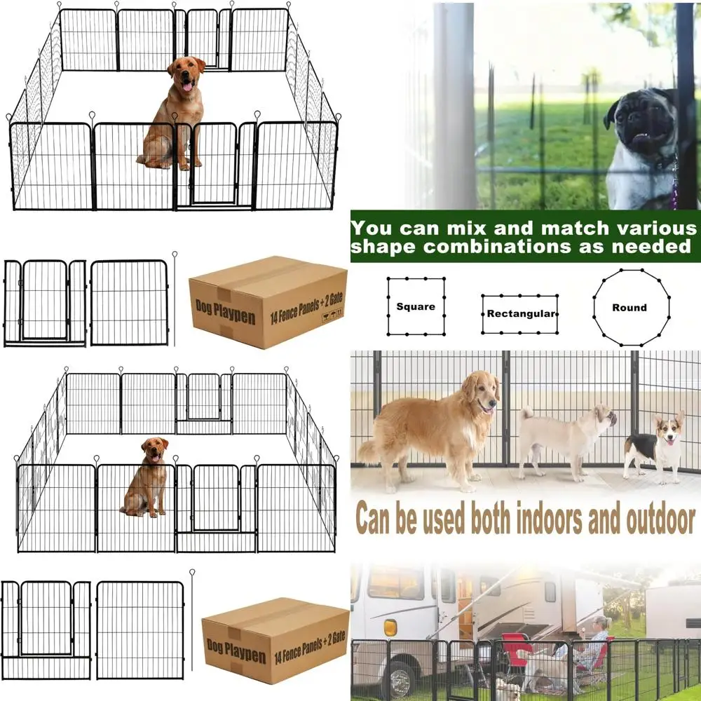 

Манеж для собак, 24, 32, 40, 48 дюймов (В) забор для домашних животных на открытом воздухе для кемпинга на колесах, садовый забор, барри для маленьких животных на двору, 11 футов (Д)-56 футов (Д) черный M