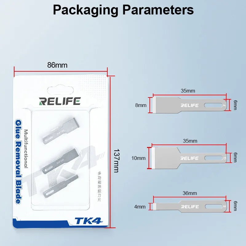 RELIFE TK4 Multifunctional Glue Removal Blade for Mobile Phone Tablet Glue Removal Cutting IC Chip Prying Knifes Tool