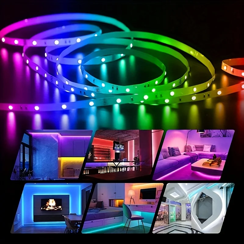 Lampu setrip LED USB RGB, lampu Led fleksibel dekorasi rumah ruang latar TV berubah warna 1 M-20 M kontrol aplikasi WIFI pita lampu LED RGB