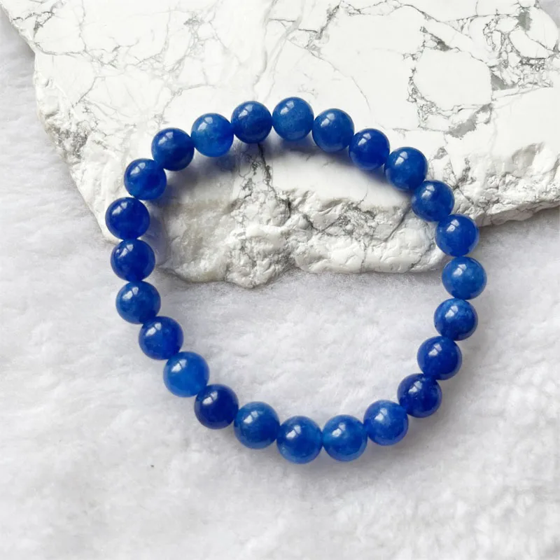 Natural Stone Bracelet Sapphire Crystal Beads Jewelry Gift For Men Magnetic Health Protection Women Elastic Thread 8mm Blue