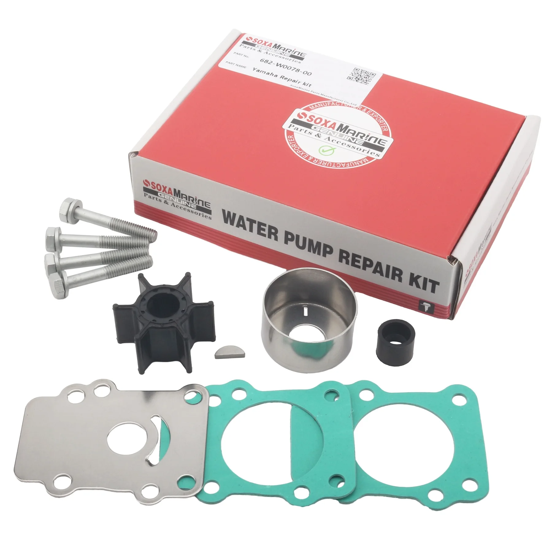 Outboard Water Pump Impeller Repair Kit Fits for Yamaha 2 4 Stroke 9.9HP 15HP 1982-1995 Engines Replacement Parts 682-W0078-A3