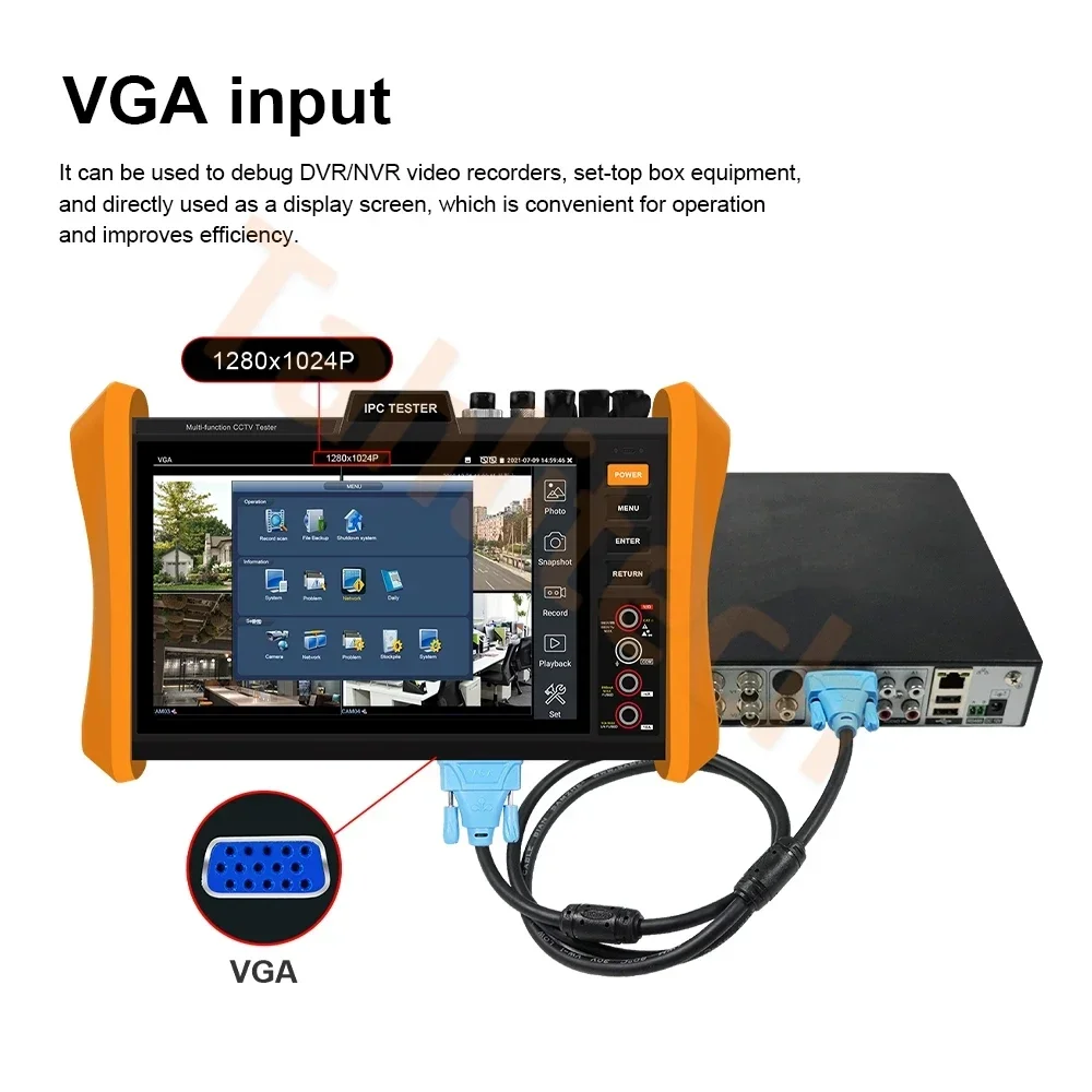 Teste de câmera ip com vga hdmi cctv tester h.265 ipc testador sfp módulo óptico ahd cvi tvi sdi tudo em um monitor testador