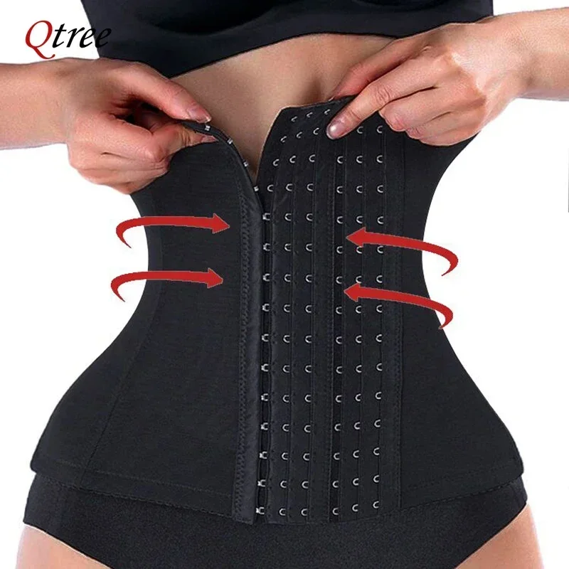 Qtree Abito Dimagrante Vita Trainer Cintura Shapewear Donna Pancia Cincher Shaper Del Corpo Grasso Cintura di Compressione Guaine Gancio Ferme Corsetto