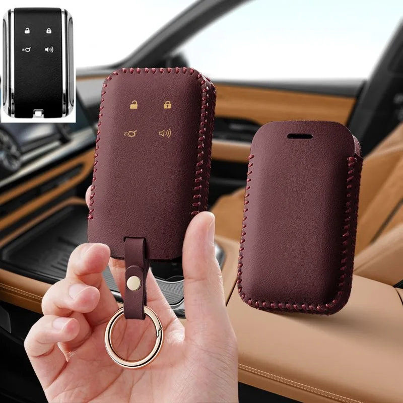 Auto-Smart-Fernbedienungs-Schlüsselanhänger aus Leder für Mazda EZ6 EZ6200 130 480 600 – Innenzubehör, Schutzhülle mit Kette – Detail 5