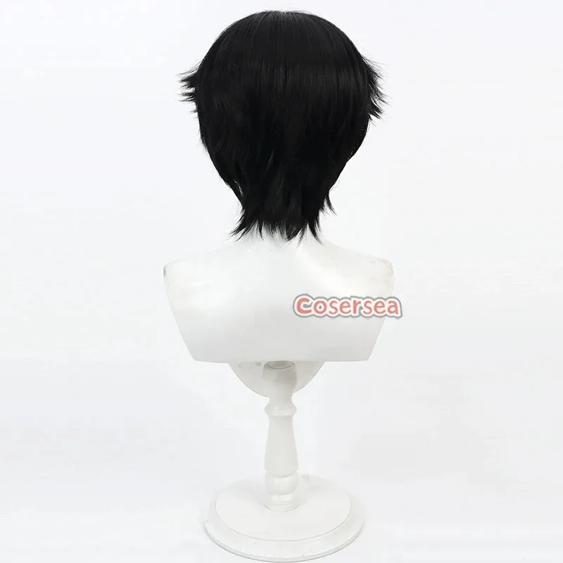 Cosersea ジャック コスプレウィッグ Identity V ジャック ロールプレイ 30cm ショート ストレート ブラック ミックス ホワイト メンズ ウィッグ 合成繊維 耐熱