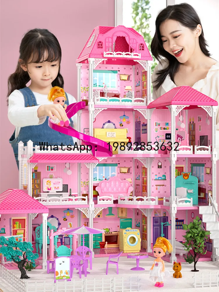 子供向けごっこ遊びおもちゃ 女の子へのプレゼント 3つのドールハウス クリスマス プリンセス城 ヴィラ 誕生日プレゼント