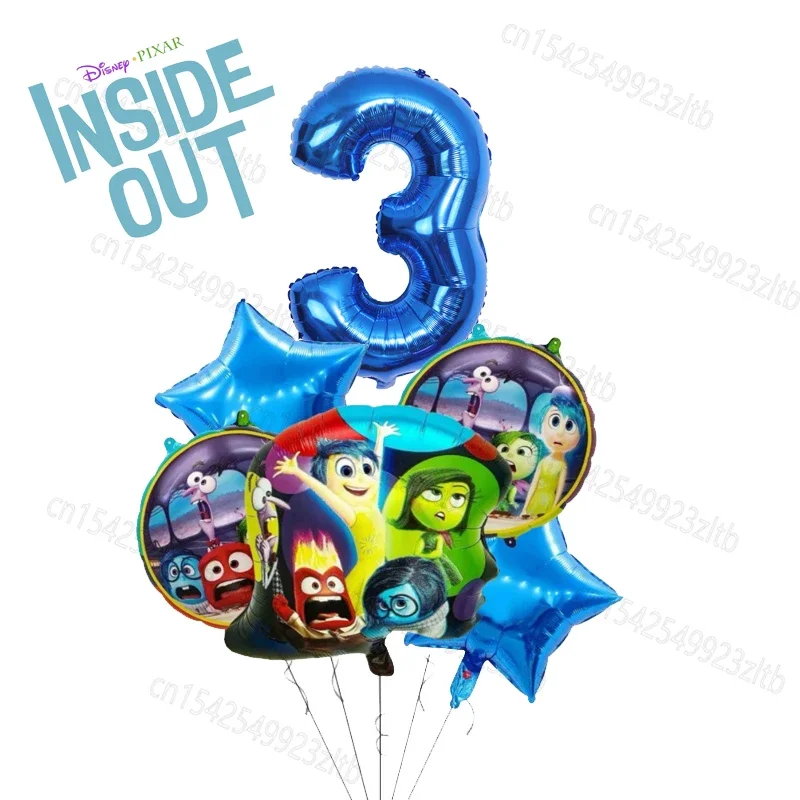 5pcs/Set Inside Out 2 Birthday Girl Boy Party Balloons Number Baloon Birthday Decoration Kids 1 2 3 4 5 6 7 8 9 Years Supplies