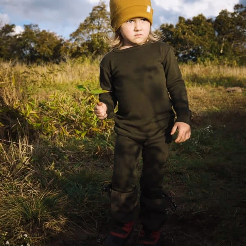 Kids Merino Wool Thermal Underwear Set Quick Dry Long Johns Pajamas Shirt And Pants Sports Clothes for Boys And Girls view 3