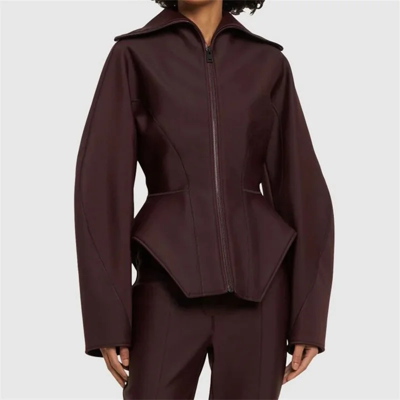 

Women's jacket 2024 Spring New Korean Fashion Waistband Women's Coat Elastic knitted thin jacket High quality long sleeved top