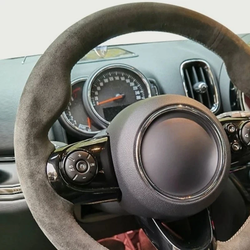 Car Steering Wheel Cover R50 R55 R56 F57 Clubman Countryman Clubvan Car Accessories Suede Leather Ventilation For MINI Cooper