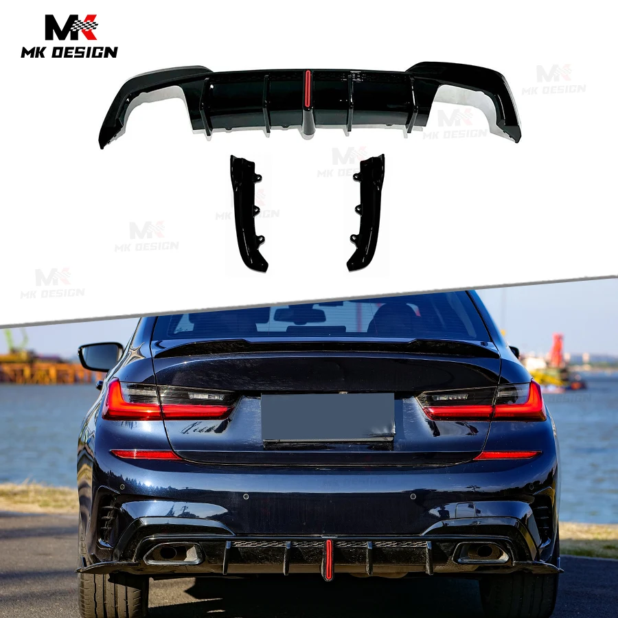 

VTEN Style Rear Diffuser for BMW 3 Series G20 G28 2020-2022 PP Rear Bumper Lip ABS Side Splitters Winglets Auto Part