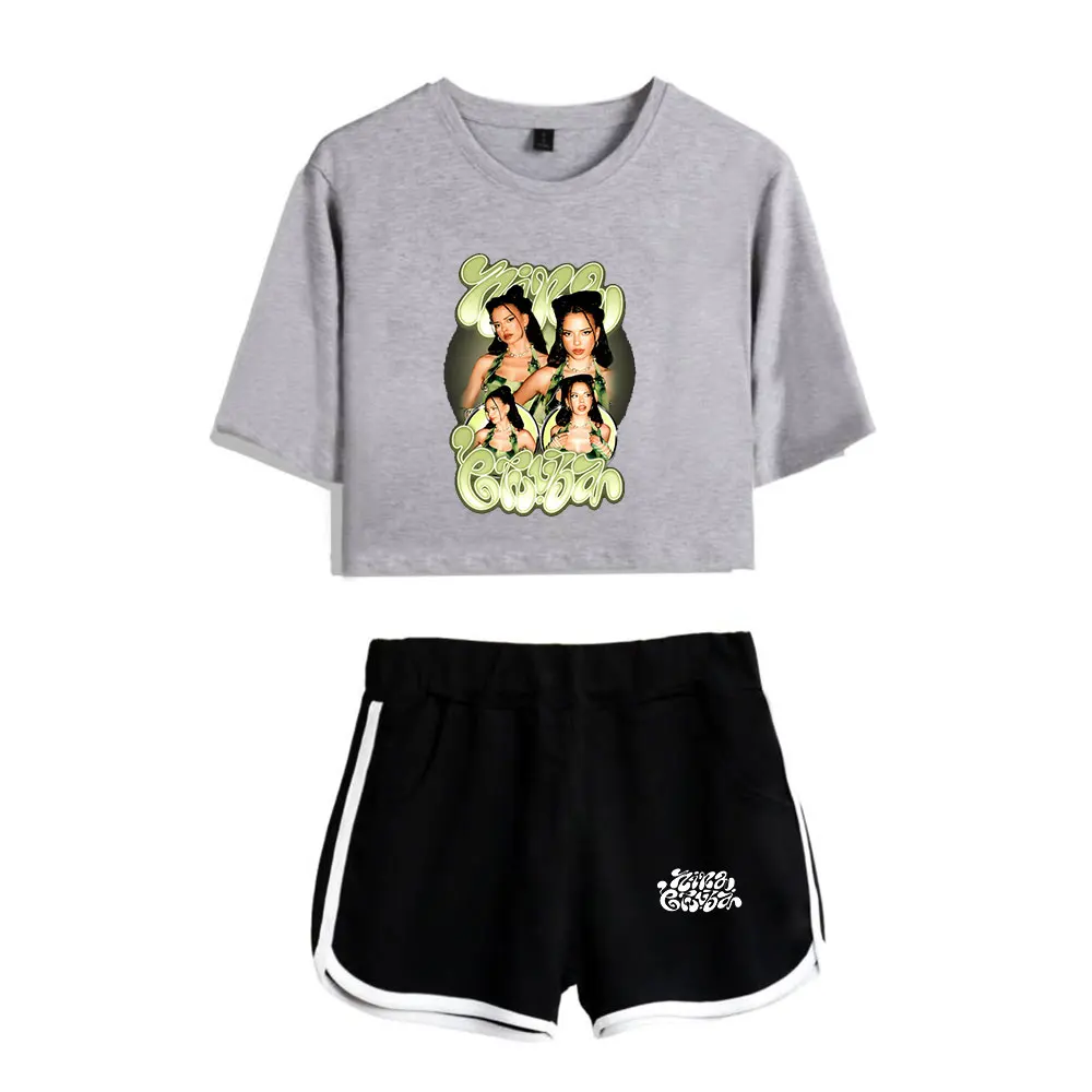 

Костюм Nina Chuba, винтажный топ с логотипом 90-х годов, комплект из двух предметов, шорты + милая футболка, модный костюм Harajuku