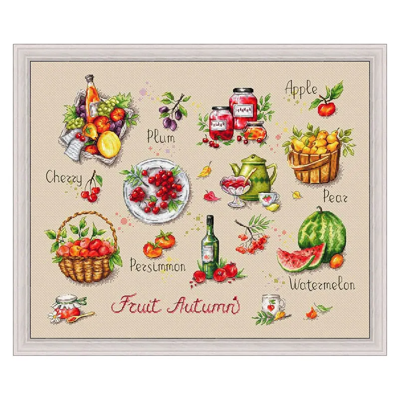 Fishxx Cross Stitch Kit S357 Fruit And Vegetable Gourmet Restaurant Embroidery Hemp Color Cloth