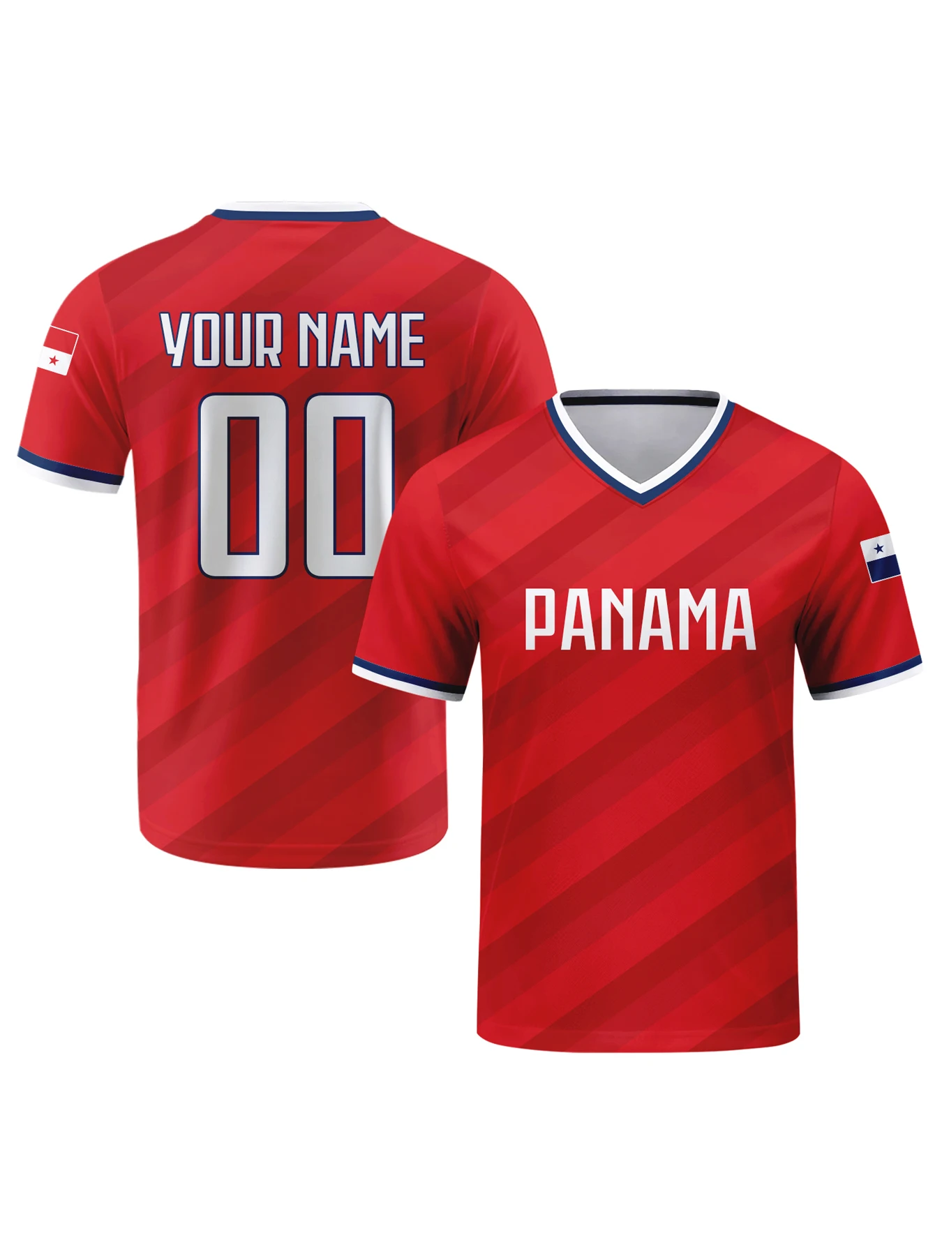 

Custom Panama Football Jersey Personalized with Name Number V-neck Soccer National Team Shirt for Men Youth Women