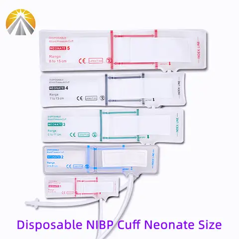 Disposable NIBP Cuff Blood Pressure Cuffs Single Hose For Neonatal Sizes Neo 1 to 5 Professional Neonate Patient Monitoring