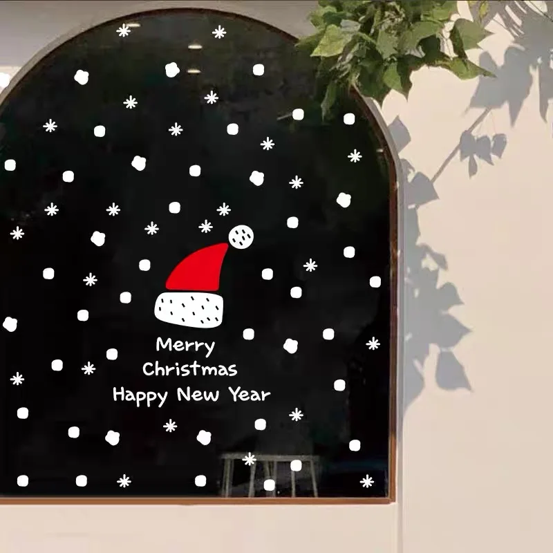 Christmas Window Stickers Christmas Wall Sticker Store Kids Room Wall Decals Merry Christmas Door Decorations For Home New Year