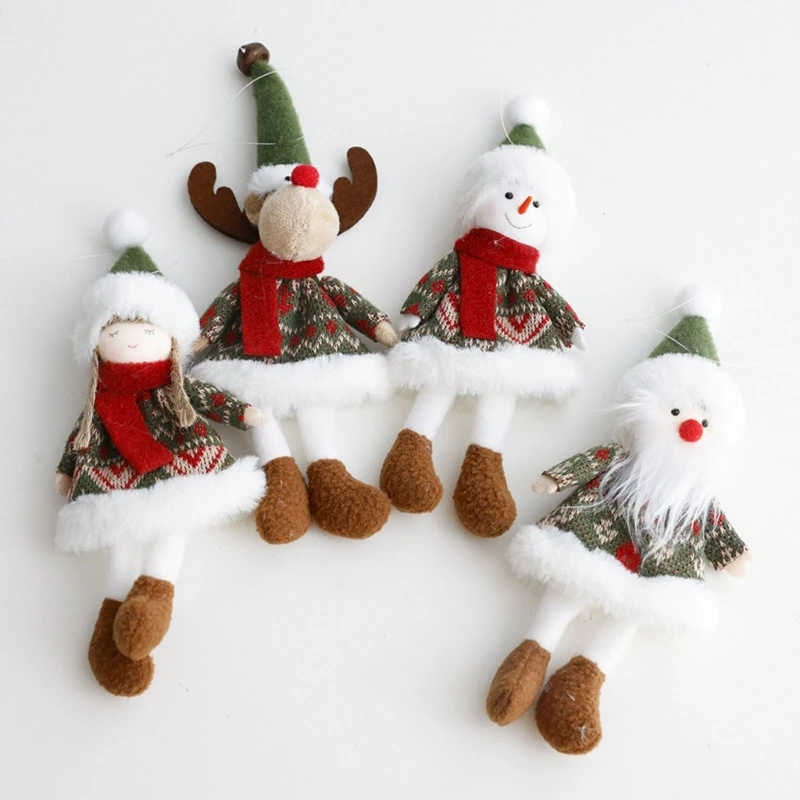 Christmas Tree Ornament Handmade Girl/Elk/Santa/Snowman Dolls Hanging Pendant Decorations for Holiday Festivities