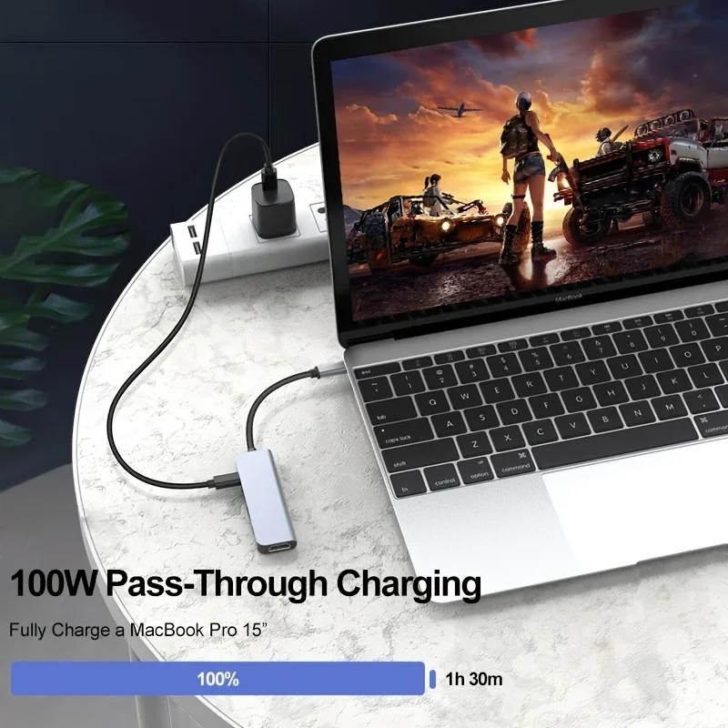 4k30Hz yerleştirme istasyonlu USB C HUB USB-C - HDTV Uyumlu dönüştürücü Thunderbolt 3/4 ayırıcı HUB dizüstü bilgisayar hub\'ı