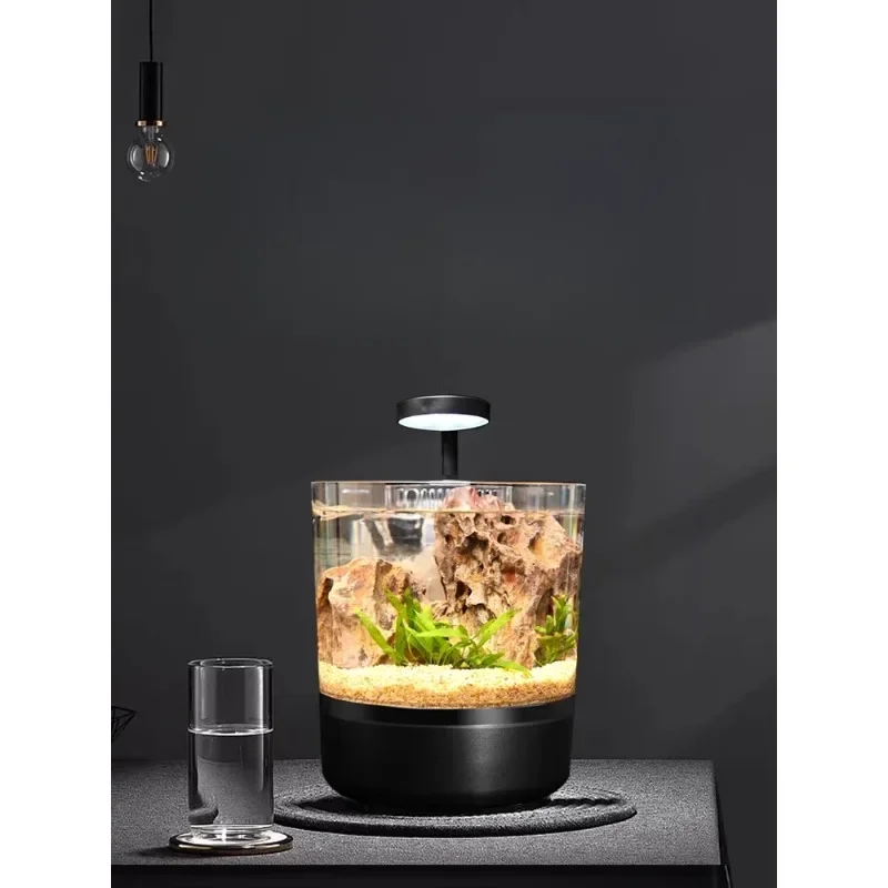 

Living room small ecological fish tank desktop integrated water-free mini betta household aquarium children's diving cat
