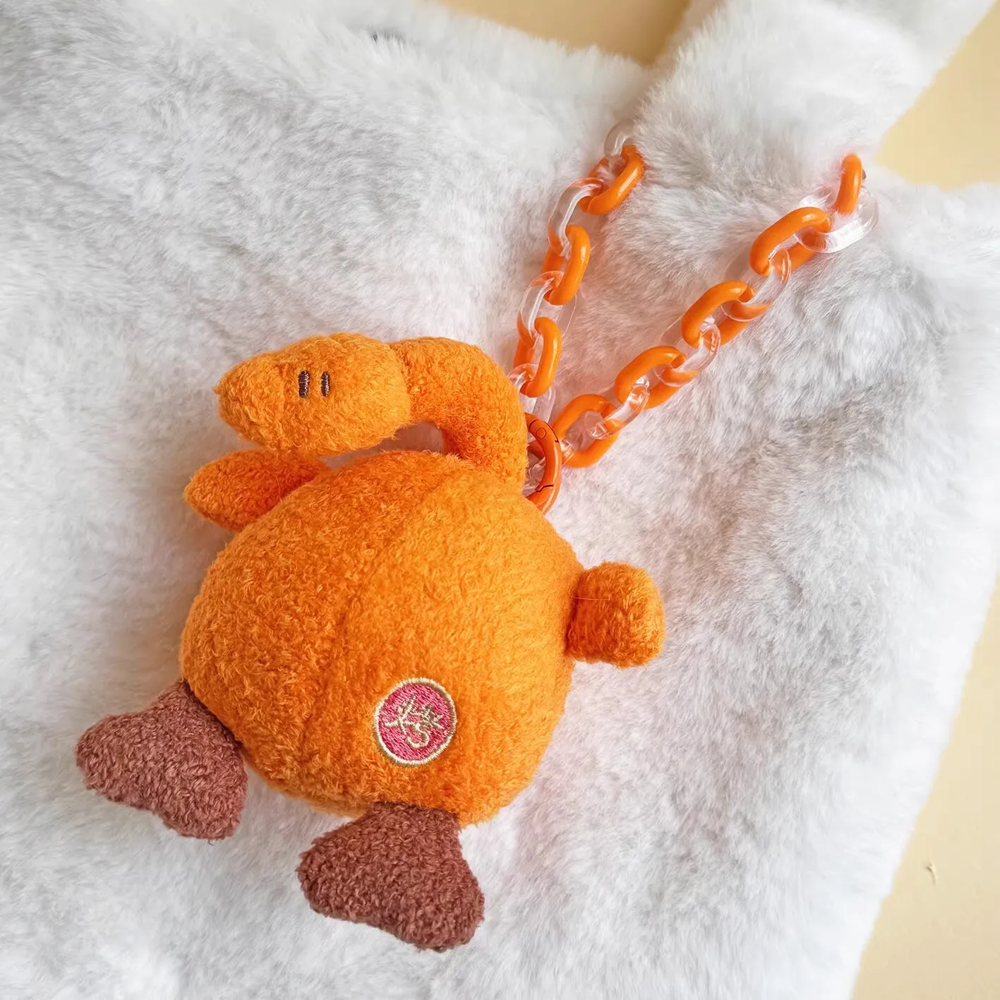 

Nanjing Water Boiled Salted Roast Duck Lotus Root Pendant Bag Decoration Plush Toy Cartoon Animal Key Ring Chain Boy Girl Gift