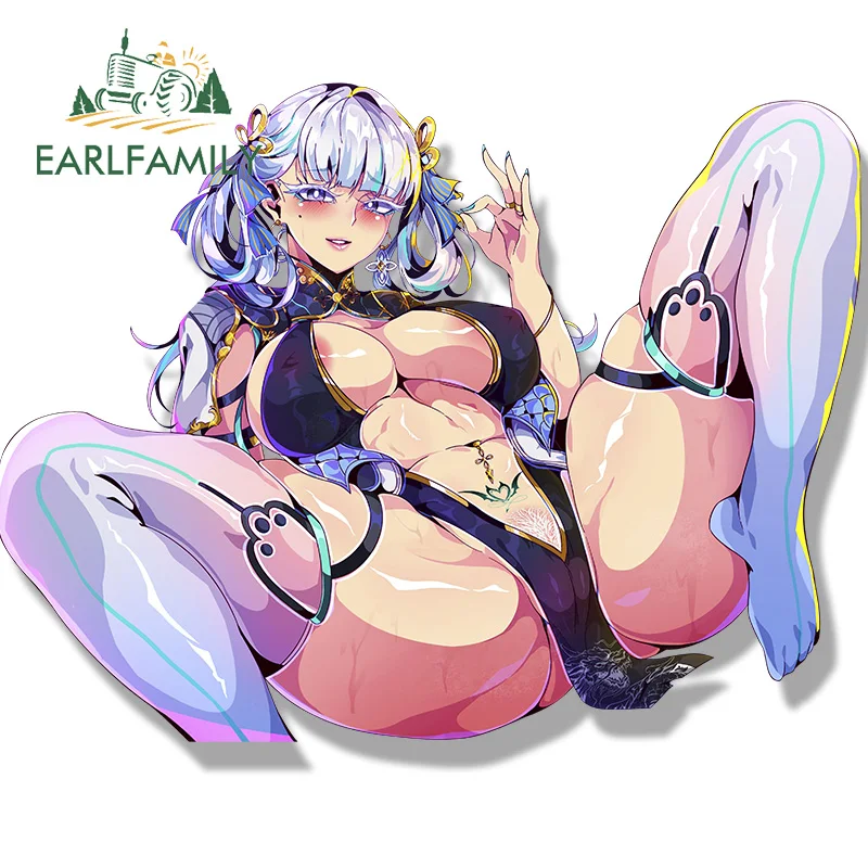 EARLFAMILY Ahegao Jinhsi Fanart Car Sticker WutheringWaves Chibi Big Head Waifu Decal Gyaru Girl NSFW Peeker Stickers