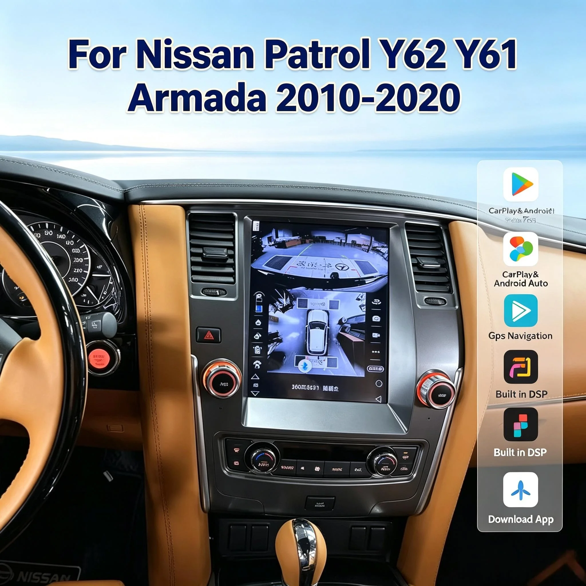 12.1inch Car Radio Touch Screen For Infiniti Qx80 For Nissan Patrol Y61 Y62 Armada GPS Navi Carplay Multimedia Video Player DSP