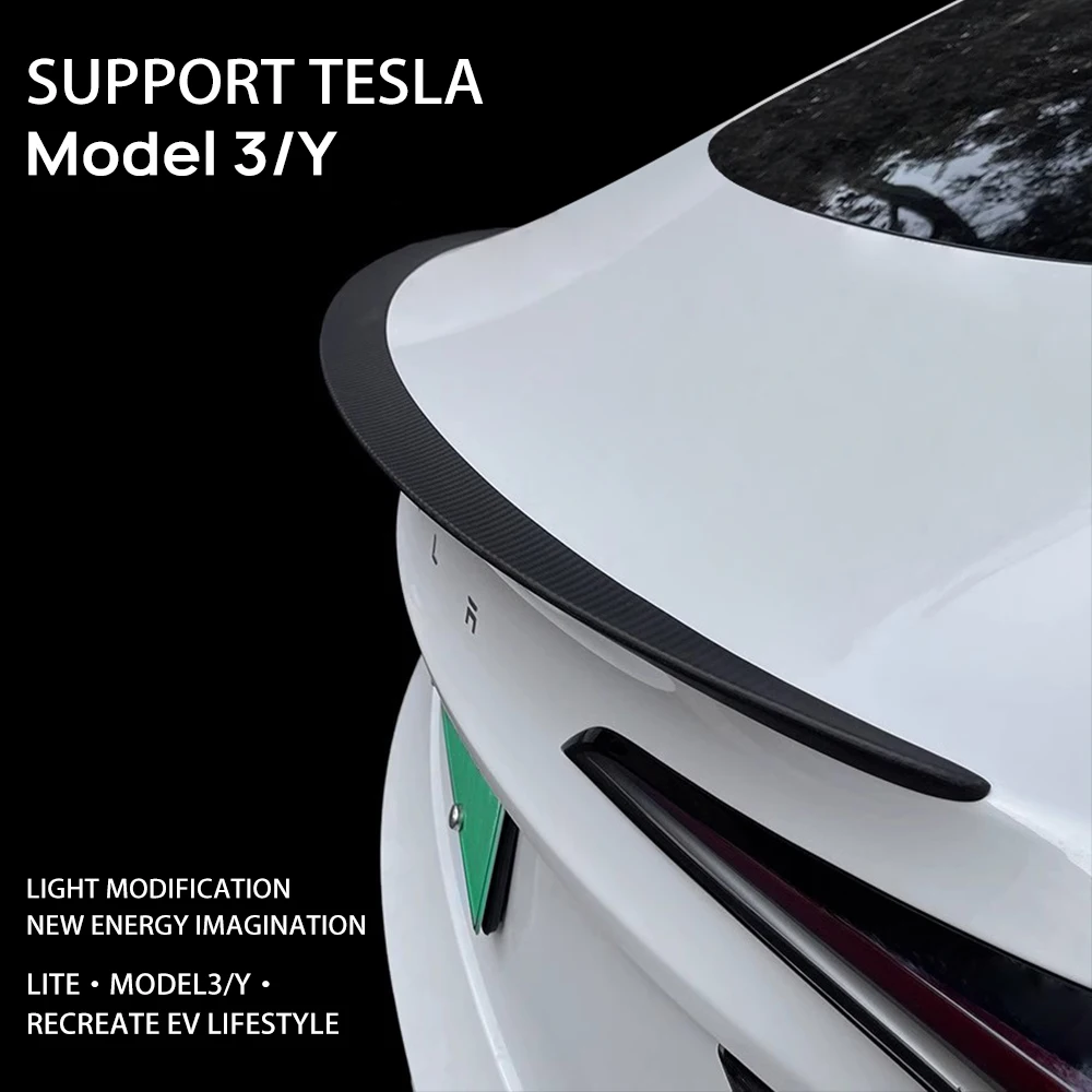 Car Trunk Lip Spoiler Wing Sport Stripe For Tesla Model 3 2016-2023 2024 Model Y Real Carbon Fiber Decor Auto Tuning Accessories