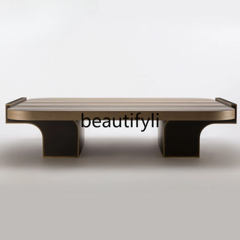 Modern light luxury square creative tea table simple and minimalist irregular solid wood coffee table combination