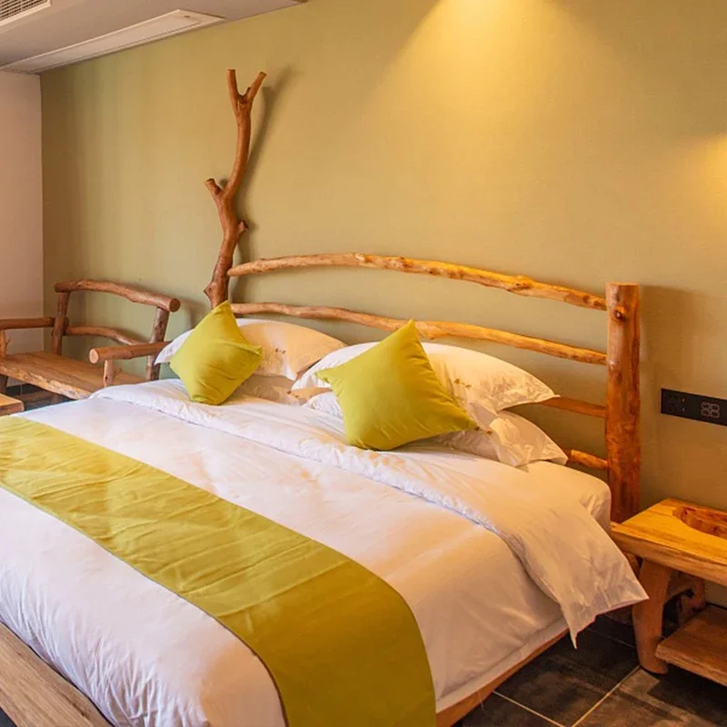 

Original Ecological Branch Bed Solid Wood 1.8 M Double Bed 1.5 M Pure Log Bed Bed Inn