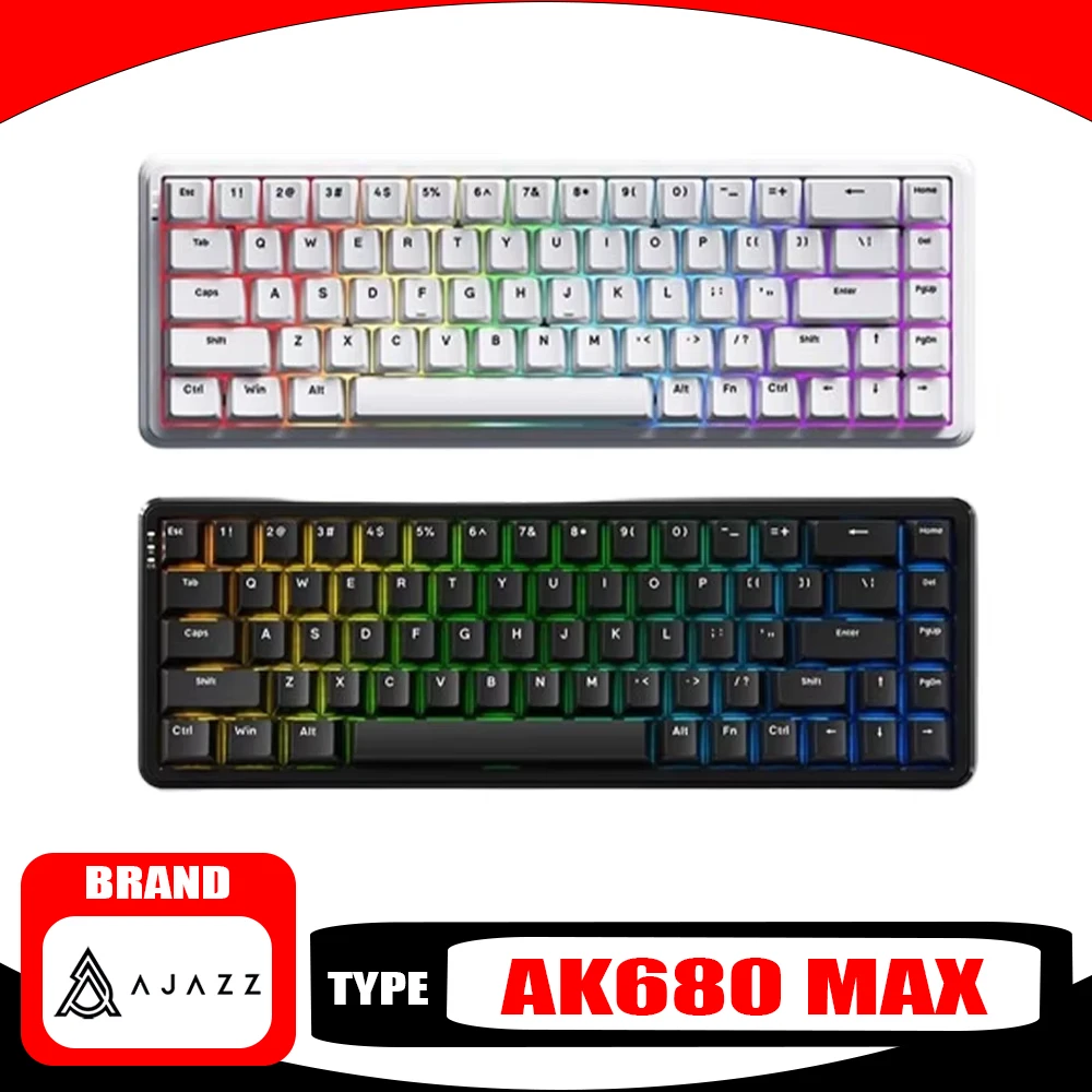 

Ajazz AK680Max Клавиатура с магнитным переключателем 8K Трехрежимная Bluetooth Беспроводная игровая механическая клавиатура Настройка ПК Геймер Подарки