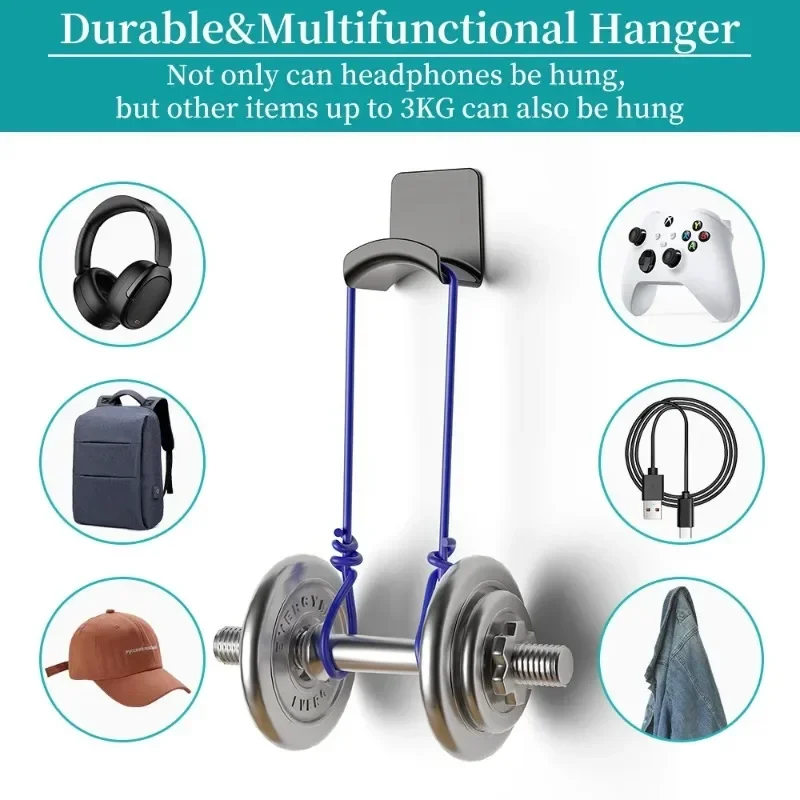 Universal Headphone Stand Adhensive Plastic Wall Mount Hanger Under Desk Headset Rack Holder Support For Gaming Earphone Bracket image 4
