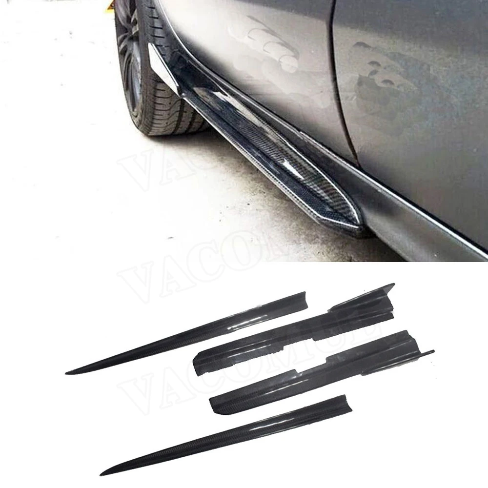 4PCS/Set Car Side Skirts Aprons For Audi A7 S7 RS7 2012-2014 Carbon Fiber Door Skid Plate Protector Car Bodykit