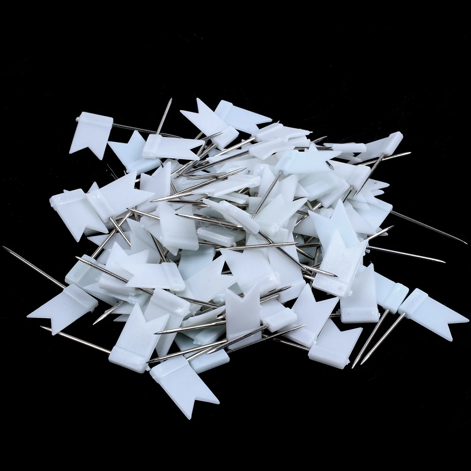 ABJS 100 Flag Shape Map Pins Cork Notice Board Drawing Pins Push Pin White