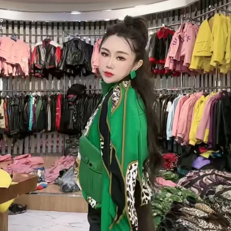 جديد جلد الغنم جلد طبيعي الربيع الصيف تصميم المتخصصة الراقية ليوبارد طباعة رقيقة حماية من الشمس لباس خارجي خفيف ورقيق