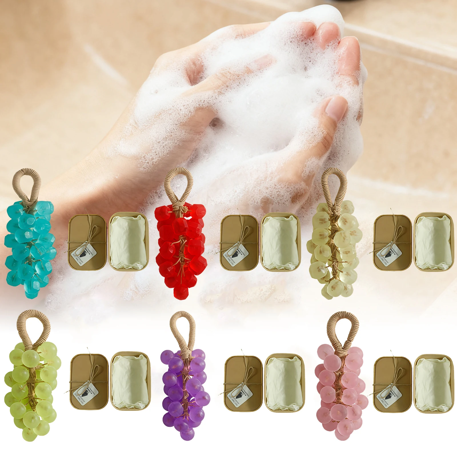 العنب اليدوية الصابون الوجه الجسم تنظيف تقشير سطع ترطيب الجلد فاكهي العطر الإبداعية DIY كريستال العنب الصابون