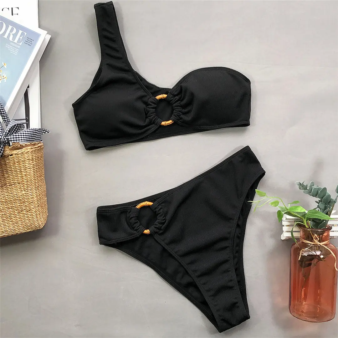 Sexy One-Shoulder-Bikini, Damen-Badeanzug, zweiteiliges Bikini-Set, asymmetrischer Badeanzug, Badebekleidung, Modell V2171 – Detail 7