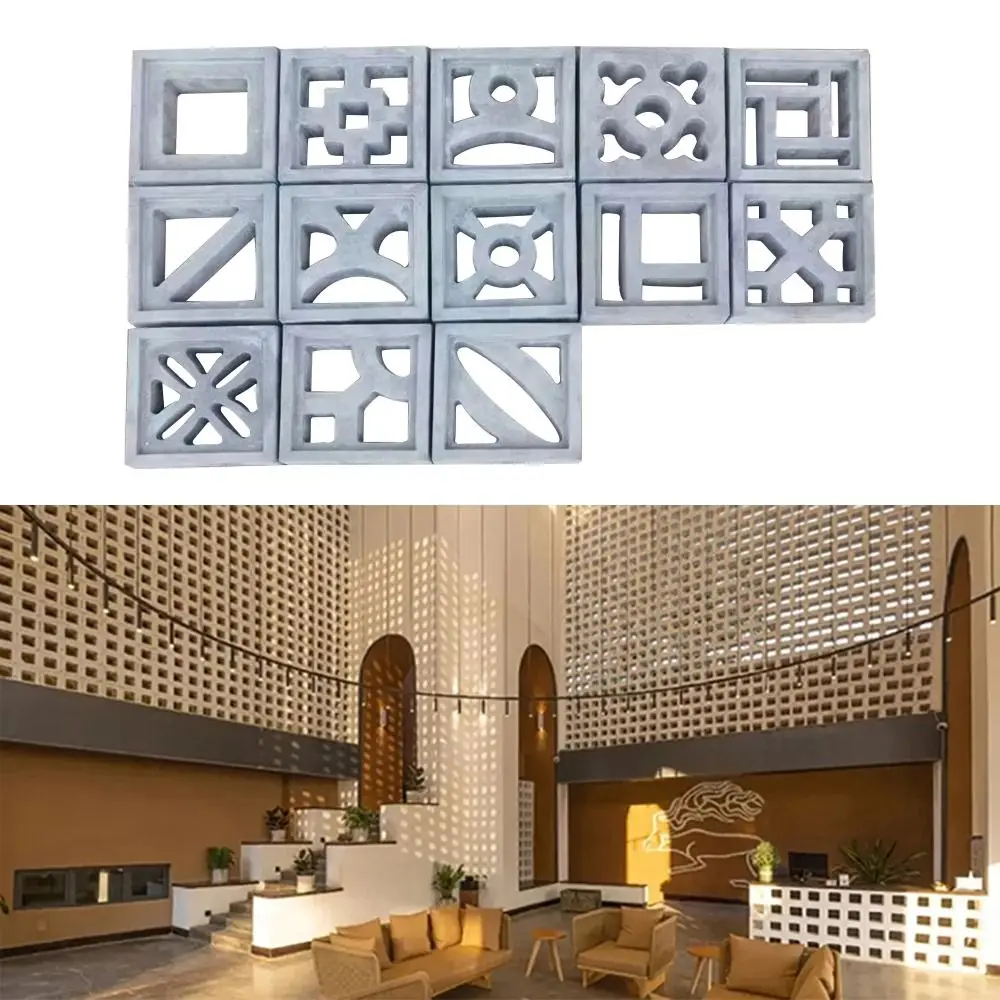 

Plastic Hollow Brick Mold 20*20*6cm 3D Carving Wall Brick Mould Square Anti-Slip Cement Antique Brick Mold Flower Fence