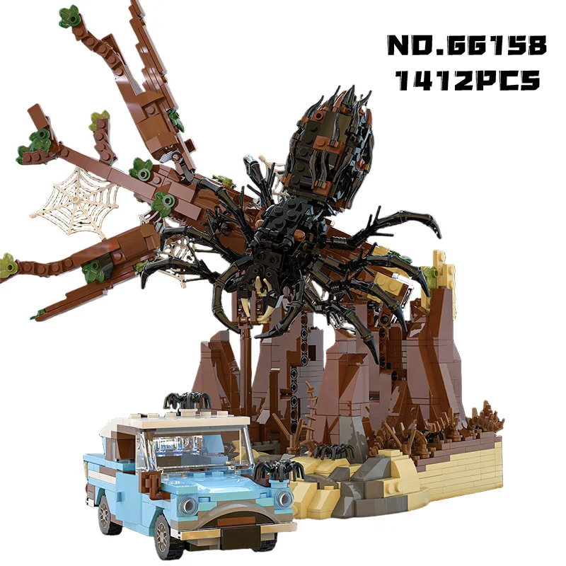 

Креативный гигантский паук, погоня, автомобильные строительные блоки, комплект лесной побега, сцена, наборы кирпичей, украшения для дома, игрушка «сделай сам» для детей, подарок MOC