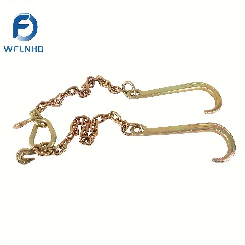 

G70 V-Chain 15" x 2’ Large J-hooks Flatbed Tow Truck Rollback Wrecker Carrier