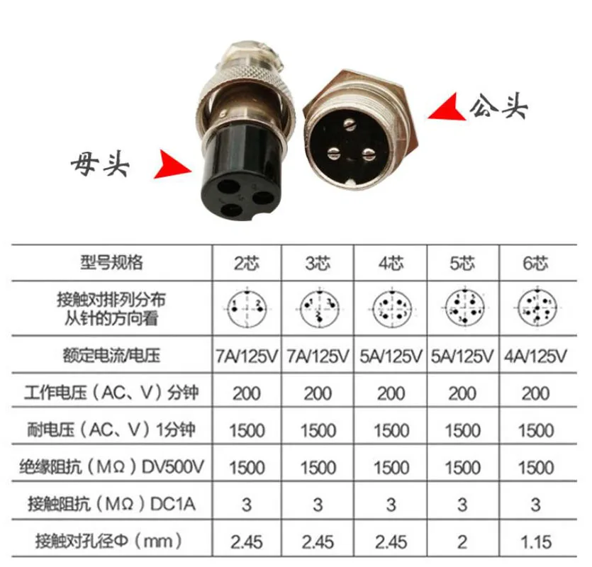 1pc CNC Engraving Machine GX16 Docking 2 3 4 5 6 Pin Male Circular Panel Aviation Connector Butt Joint Aviation Plug Socket