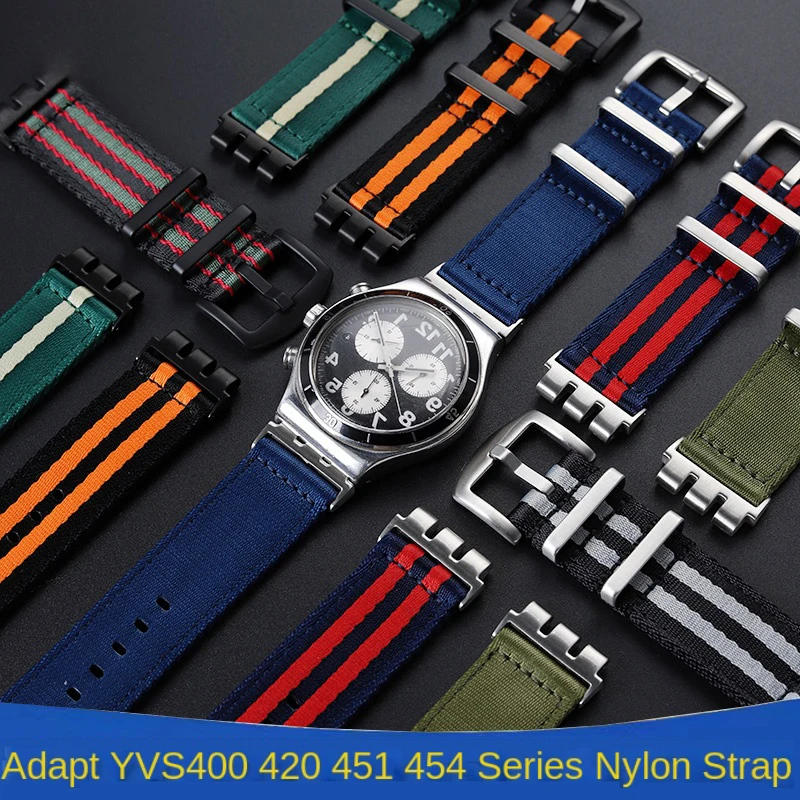 Bracelet en Nylon tissé confortable personnalisé pour Swatch Irony, bracelet de remplacement pour montres chronographe en métal, 17mm 19mm 21mm
