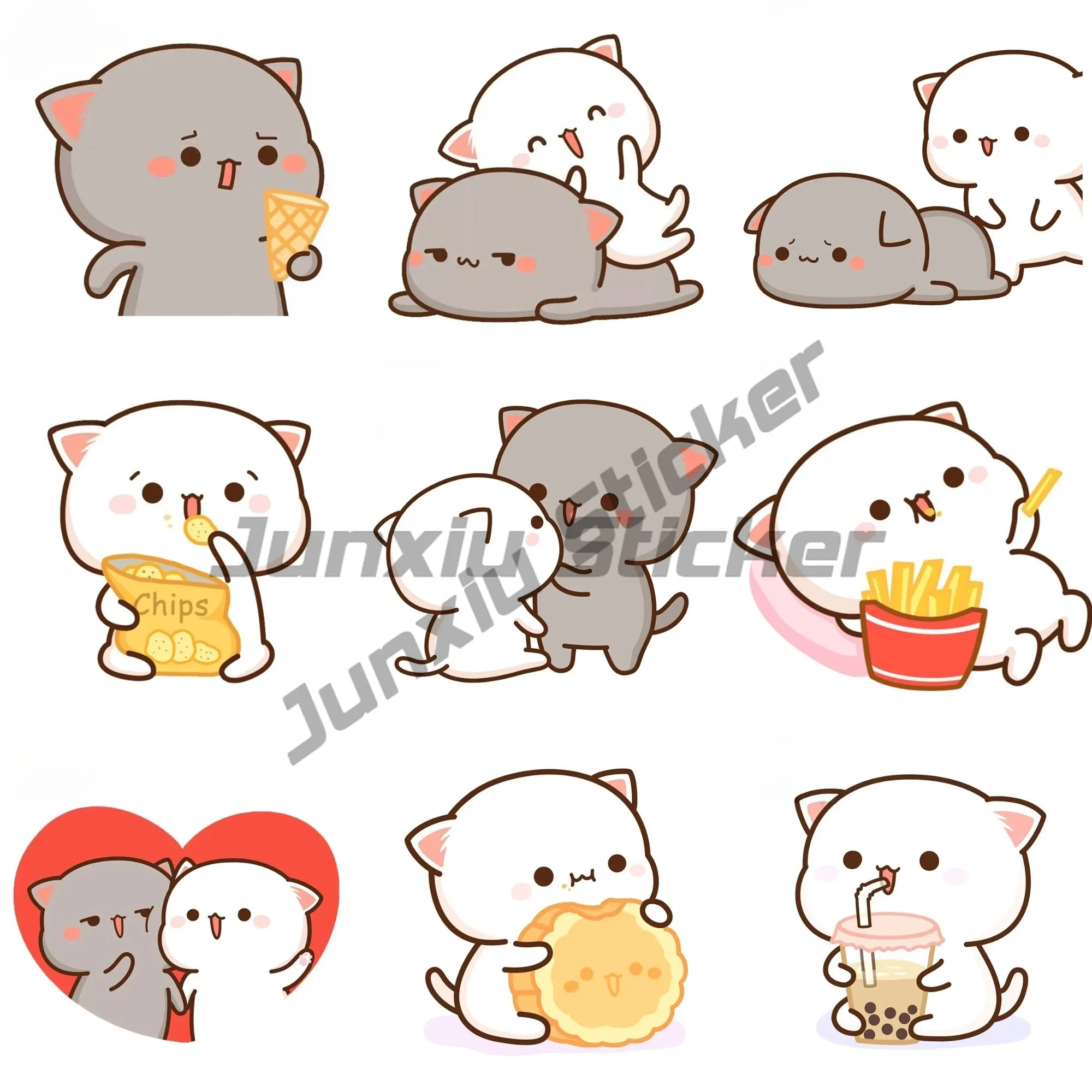 

For Cute Cat Ice Cream VAN Bumper Window Car Stickers Waterproof Personality Deal Anime Vinyl Car Wrap