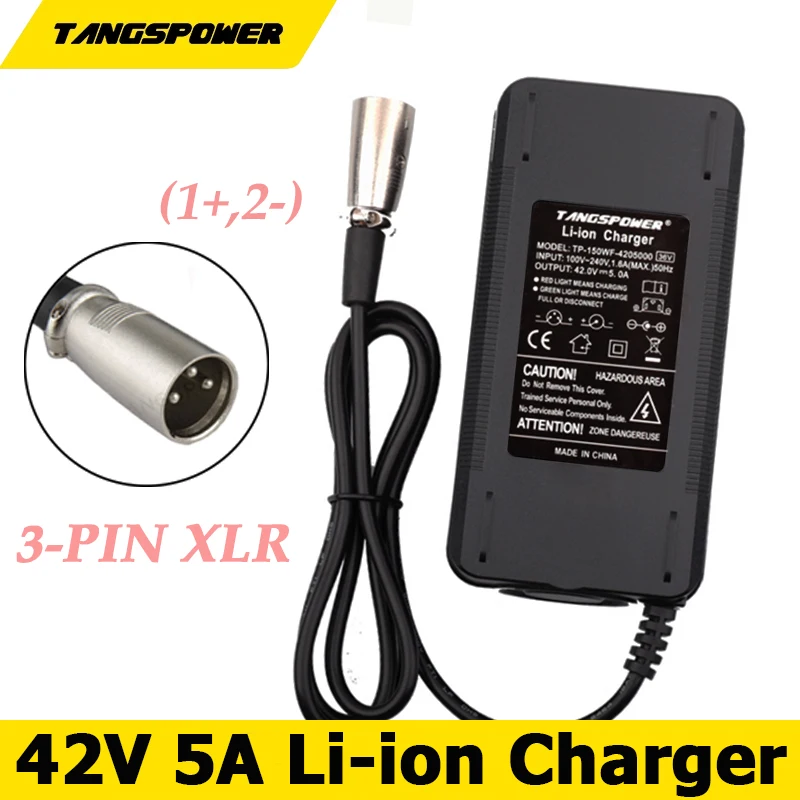 

42V 5A Lithium Battery Charger 10S 36V 5A Input 100-240 VAC Li-ion Battery Pack Charger Connector 3-PIN XLR