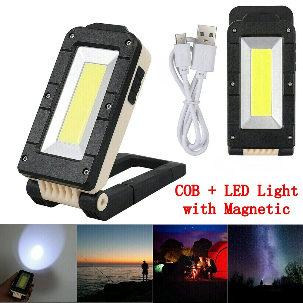 Lampe de travail COB aste USB multifonctionnelle avec aimant, lampe de poche LED super lumineuse, lumière de réparation automatique, lampe de camping portable