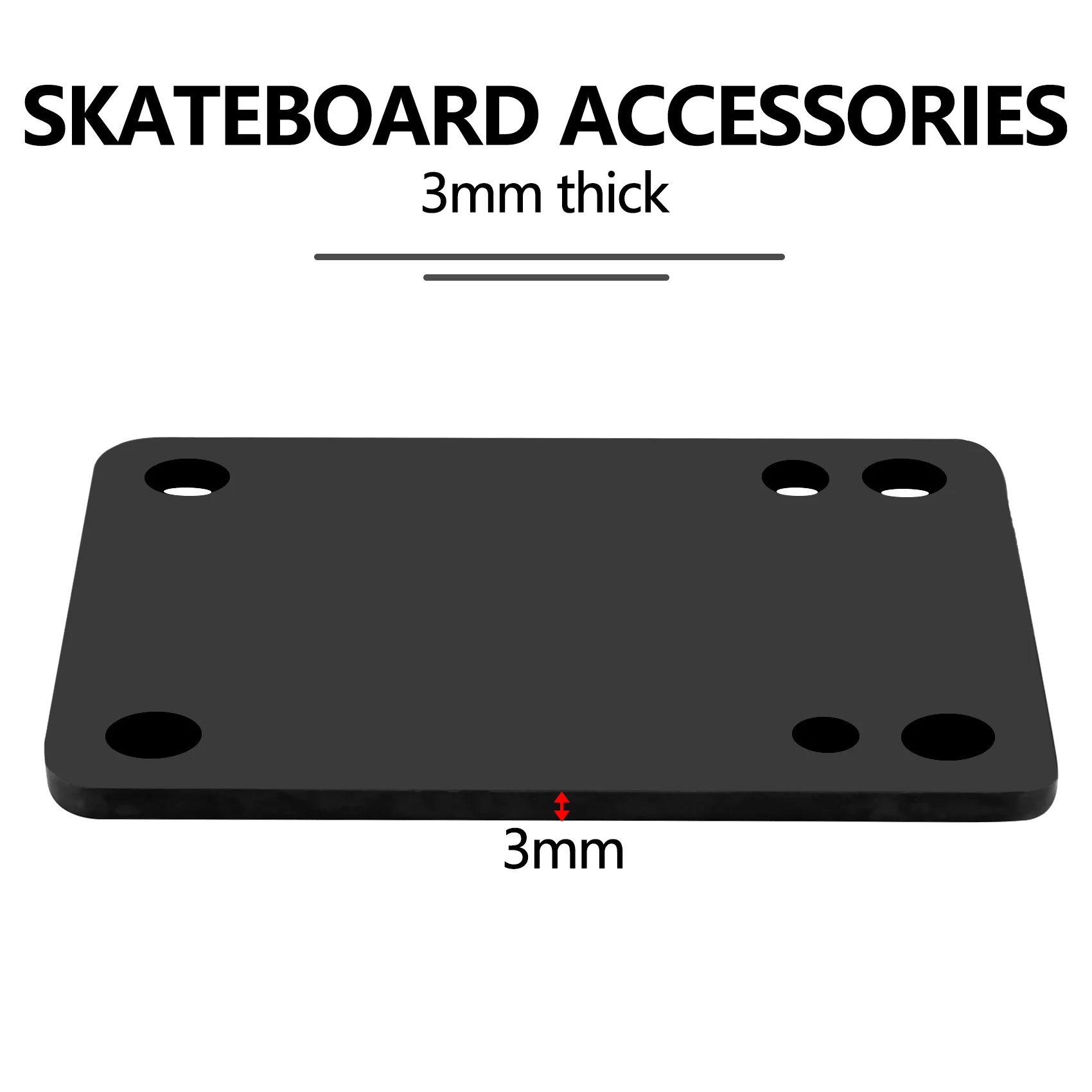 Rialzo per skateboard in gomma 1/8 3 mm, confezione da 2