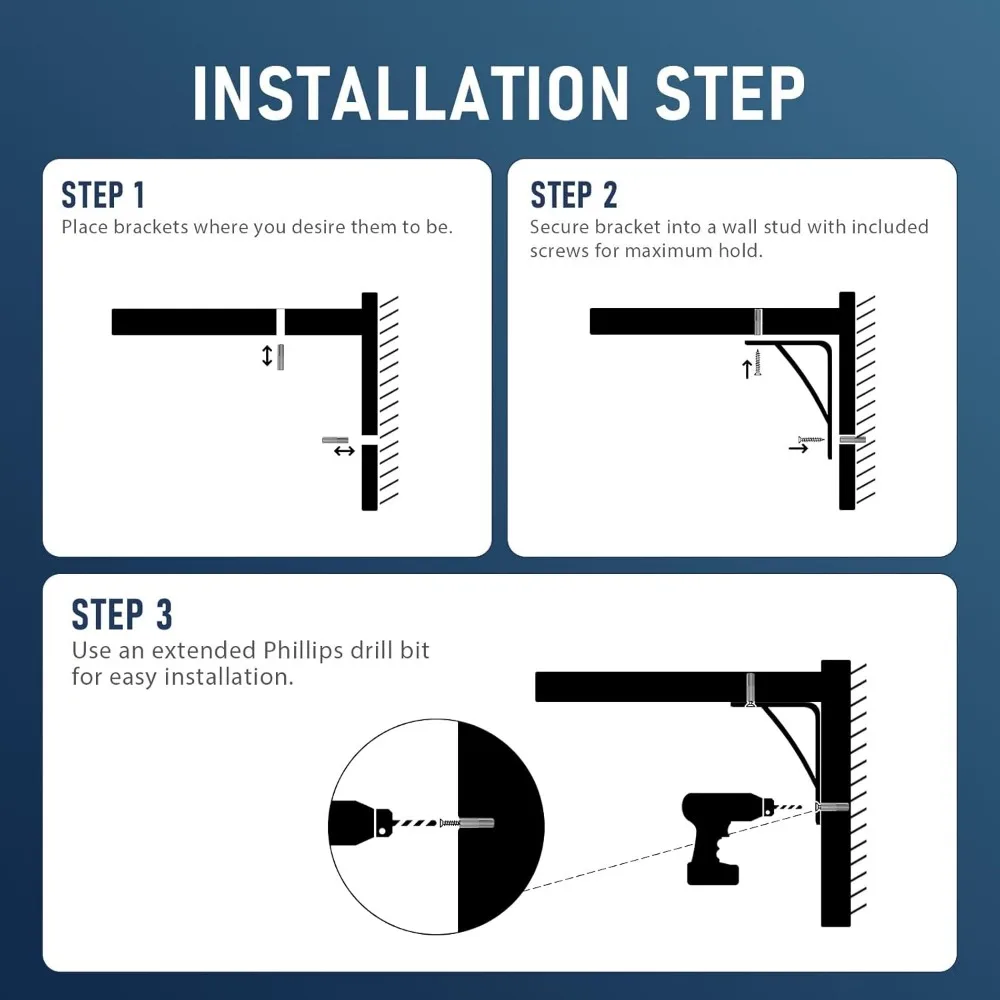 دعامات أرفف فولاذية قوية - عبوتان من دعامات رف الموقد، دعامات كونترتوب لمشاريع الرفوف التي تصنعها بنفسك #4