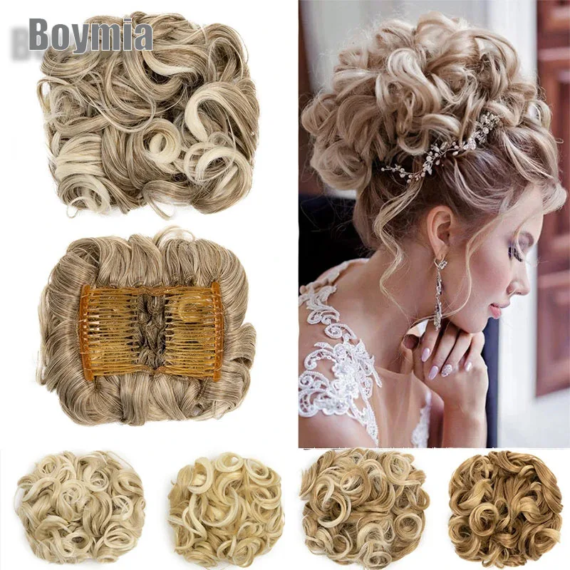 

BOYMIA Synthetic Hair Pieces Chignon Updo Cover Hairpiece Extension Hair Bun For Women Large Comb Clip In Curly Hair Extension