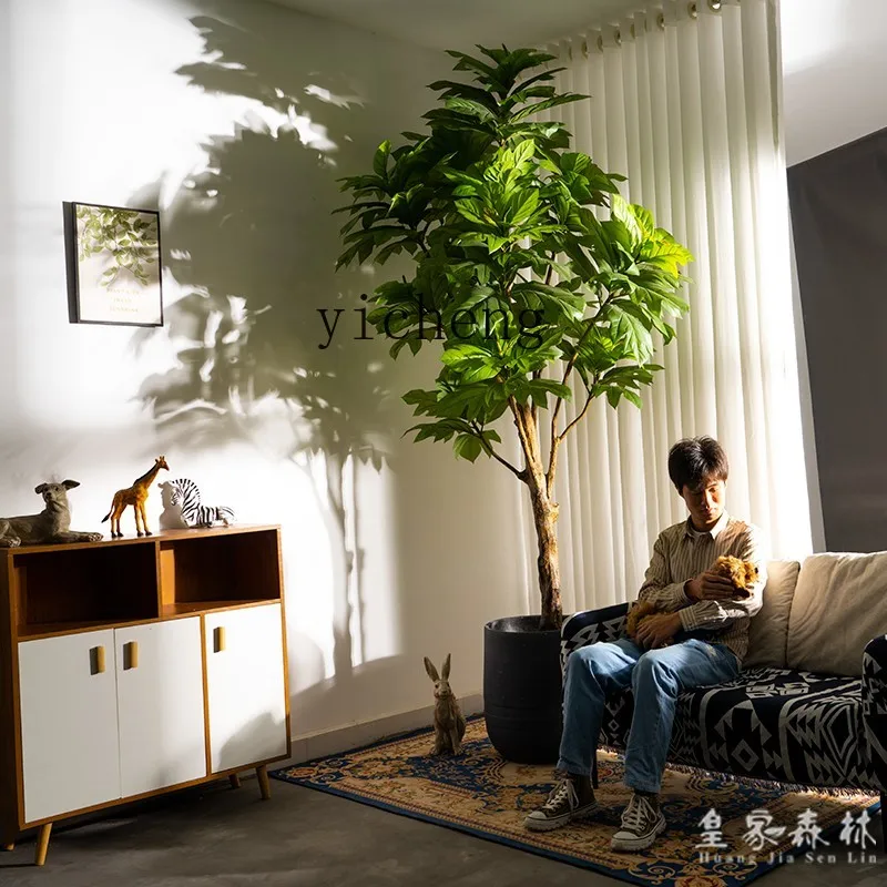 

LX large artificial green plant floor potted plant indoor living room hotel bread tree fake tree plant