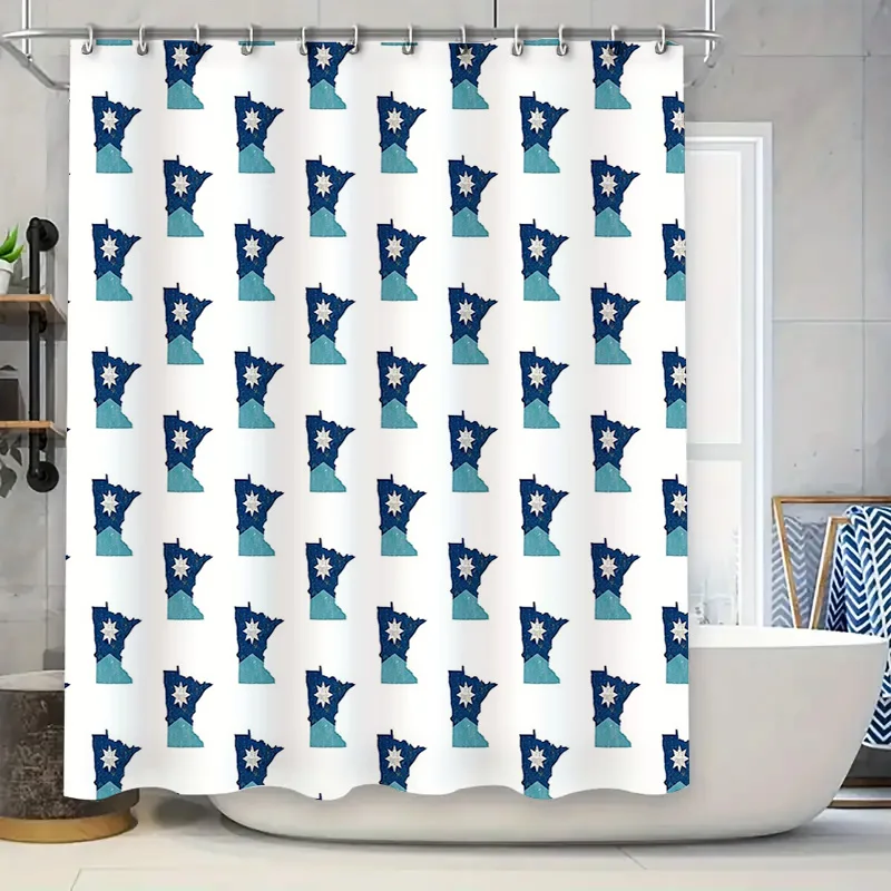 

Shower Curtain Waterproof Abstract Blue Ocean Wave Pattern Bathroom Decor Home Textile Modern Artistic Washable Fabric