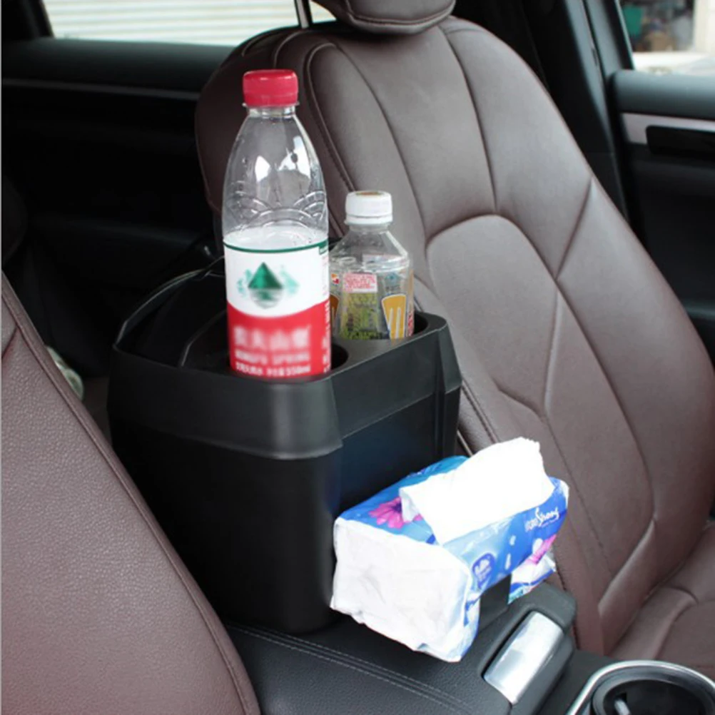 

Portable Car Trash Bin High Capacity Black Garbage Holder Storage Box Multifunctional Waste Paper Bin Tissue Clip